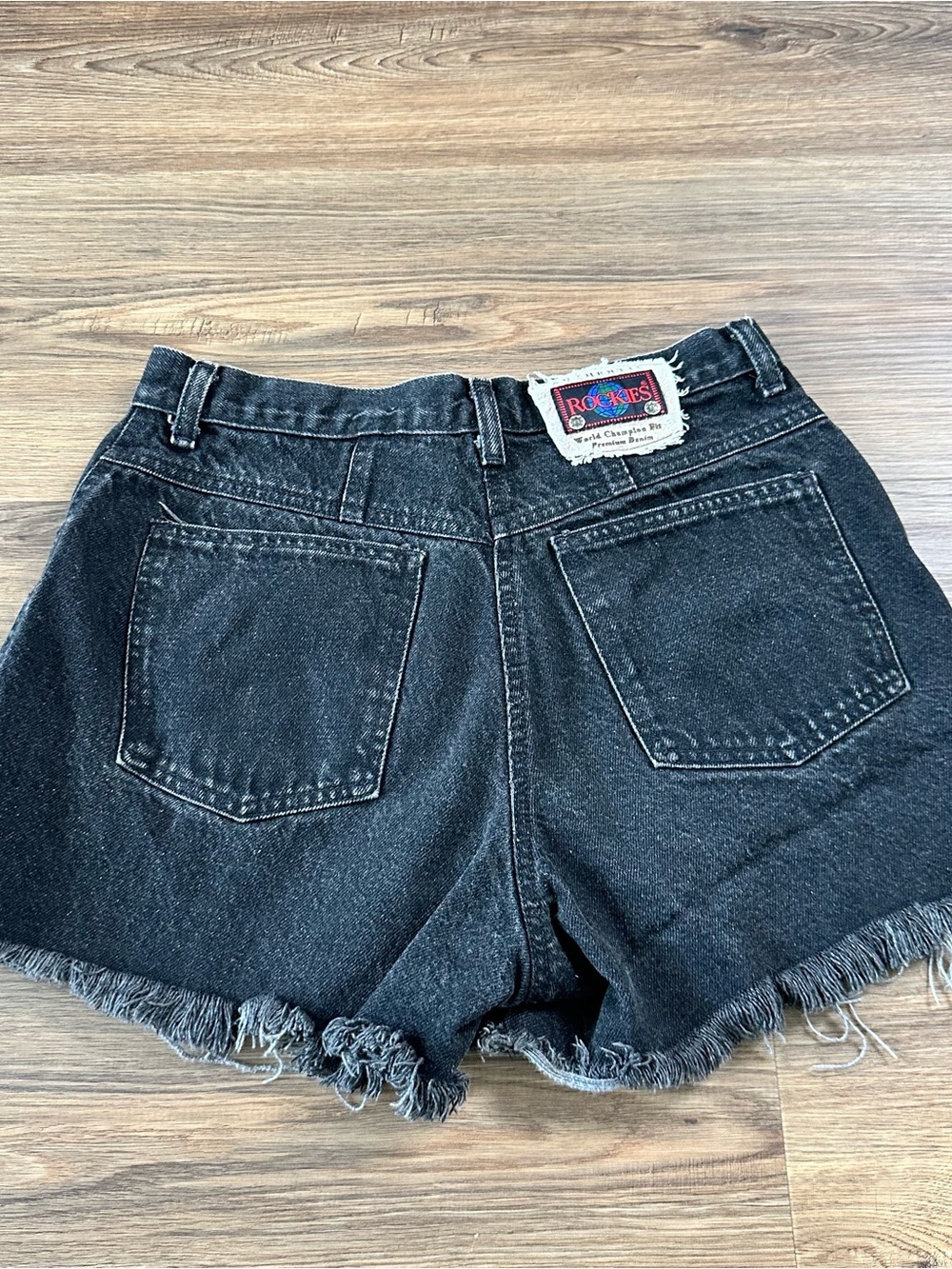 Vintage Rockies High Waisted Cut Off Denim Jean Shorts Western Black Womens 11 - Picture 5 of 12